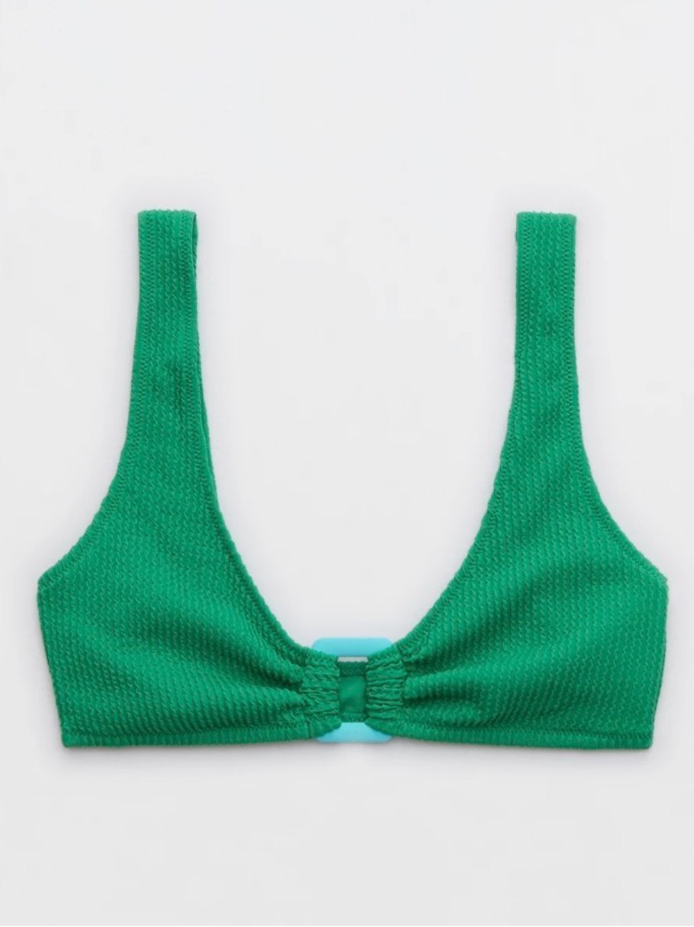 Aerie Green Textured Scoop Bikini Top